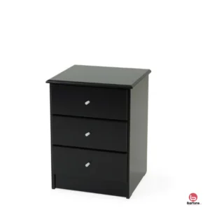 Essentials 3 Drawer Bedside Cabinet - Black