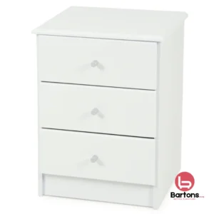 Essentials 3 Drawer Bedside Cabinet - White