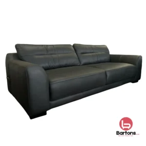 Orsini Leather Sofa in liquorice-black genuine semi-aniline leather