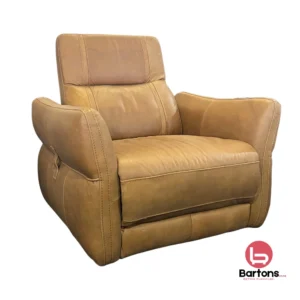 Pisa Power Recliner – Dark Tan Semi-Aniline Leather